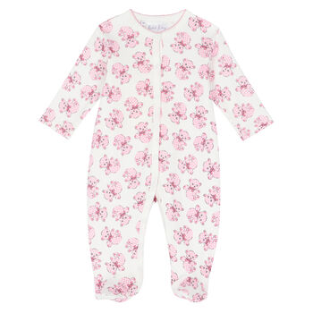 Baby Girls Ivory & Pink Babygrow Set