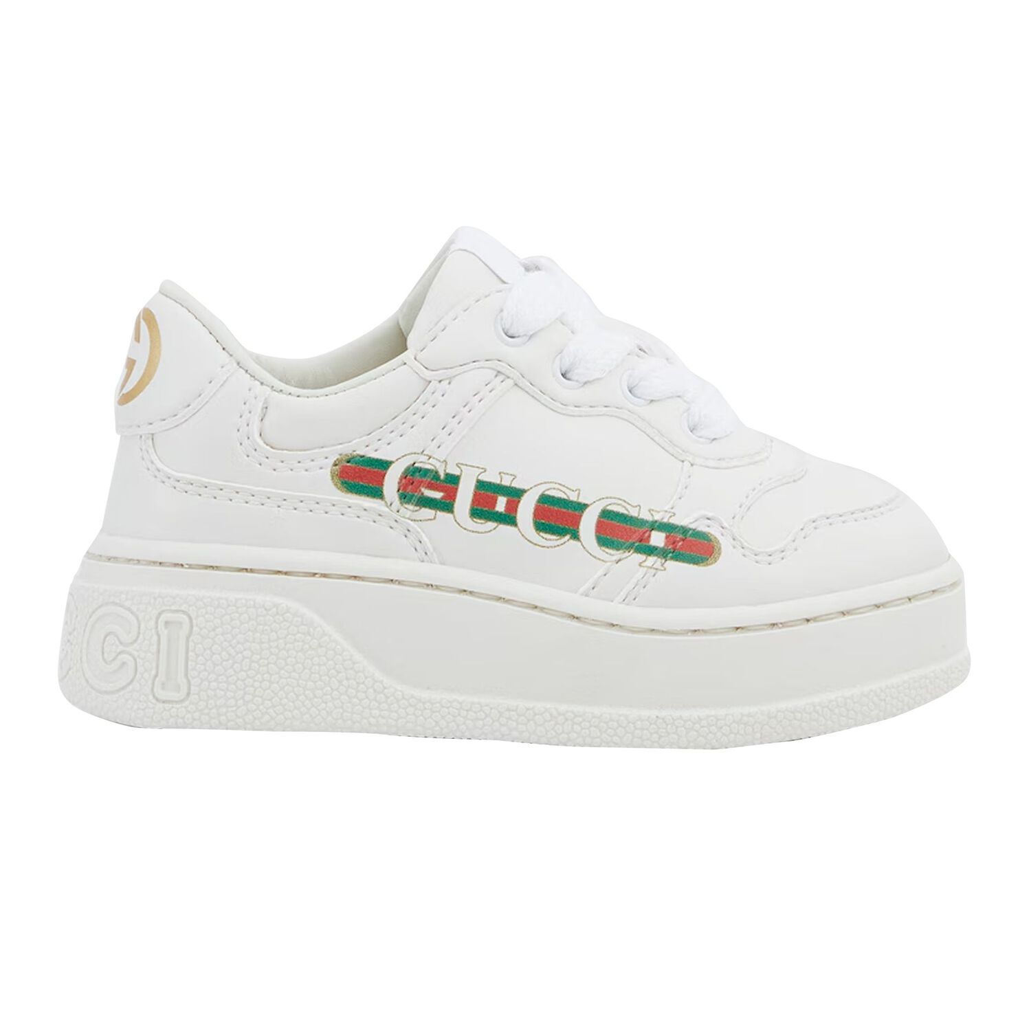 White Web Stripe Logo Trainers, 1, hi-res