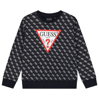 Guess Boys Navy Blue Logo Sweatshirt, 2 Boys Navy Blue Logo Sweatshirt