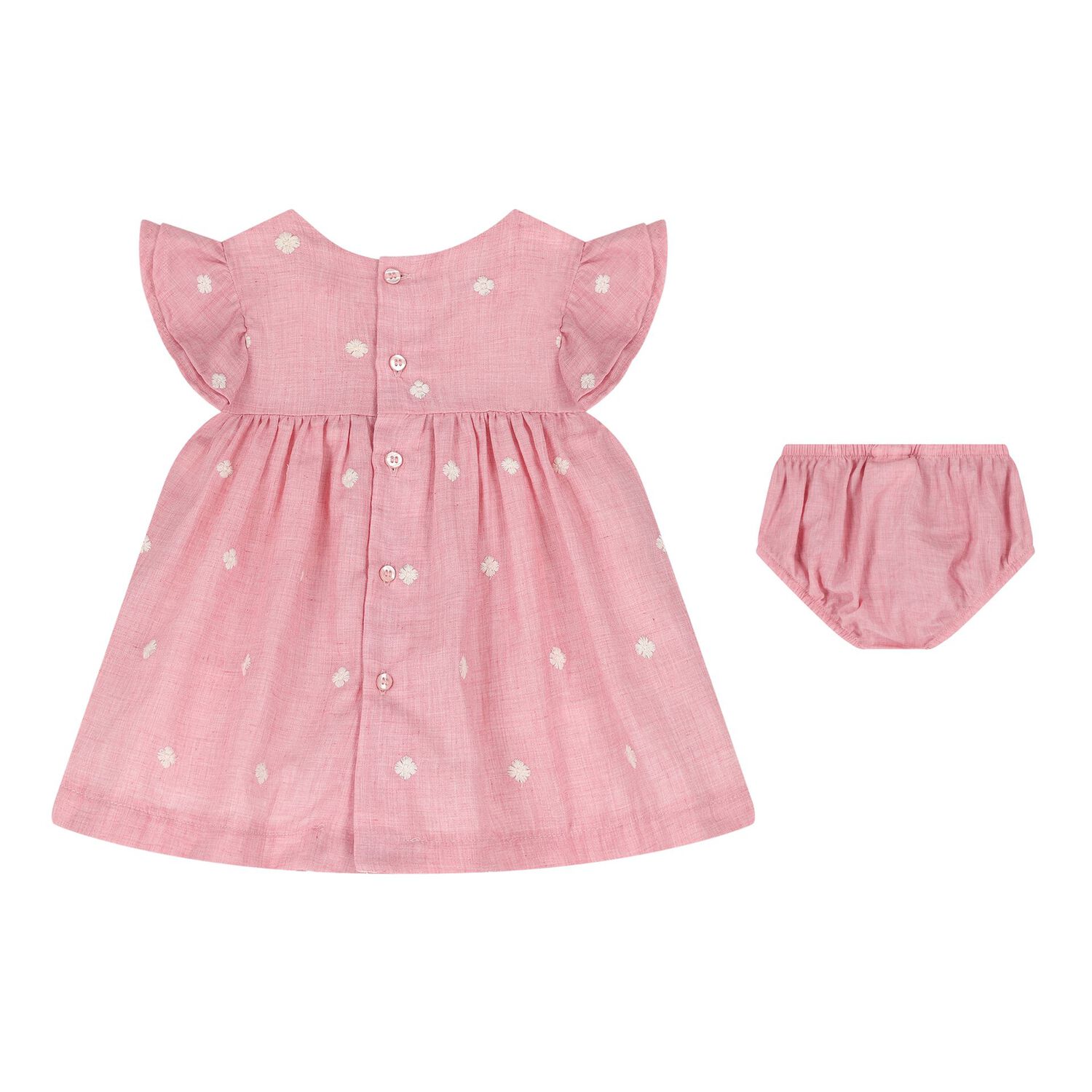 Baby Girls Pink Embroidered Floral Dress Set, 2, hi-res