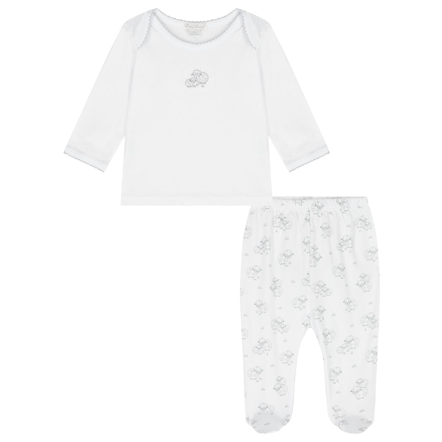 White Sheep 2 Piece Babygrow, 1, hi-res