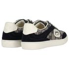 Navy Blue & Beige GG logo Canvas Trainers, 2, hi-res