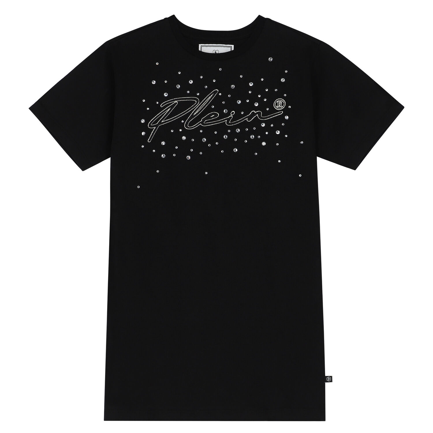 فستان بشعار الماس باللون الاسود, 1, hi-res