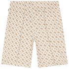 Boys Beige Logo Shorts, 1, hi-res
