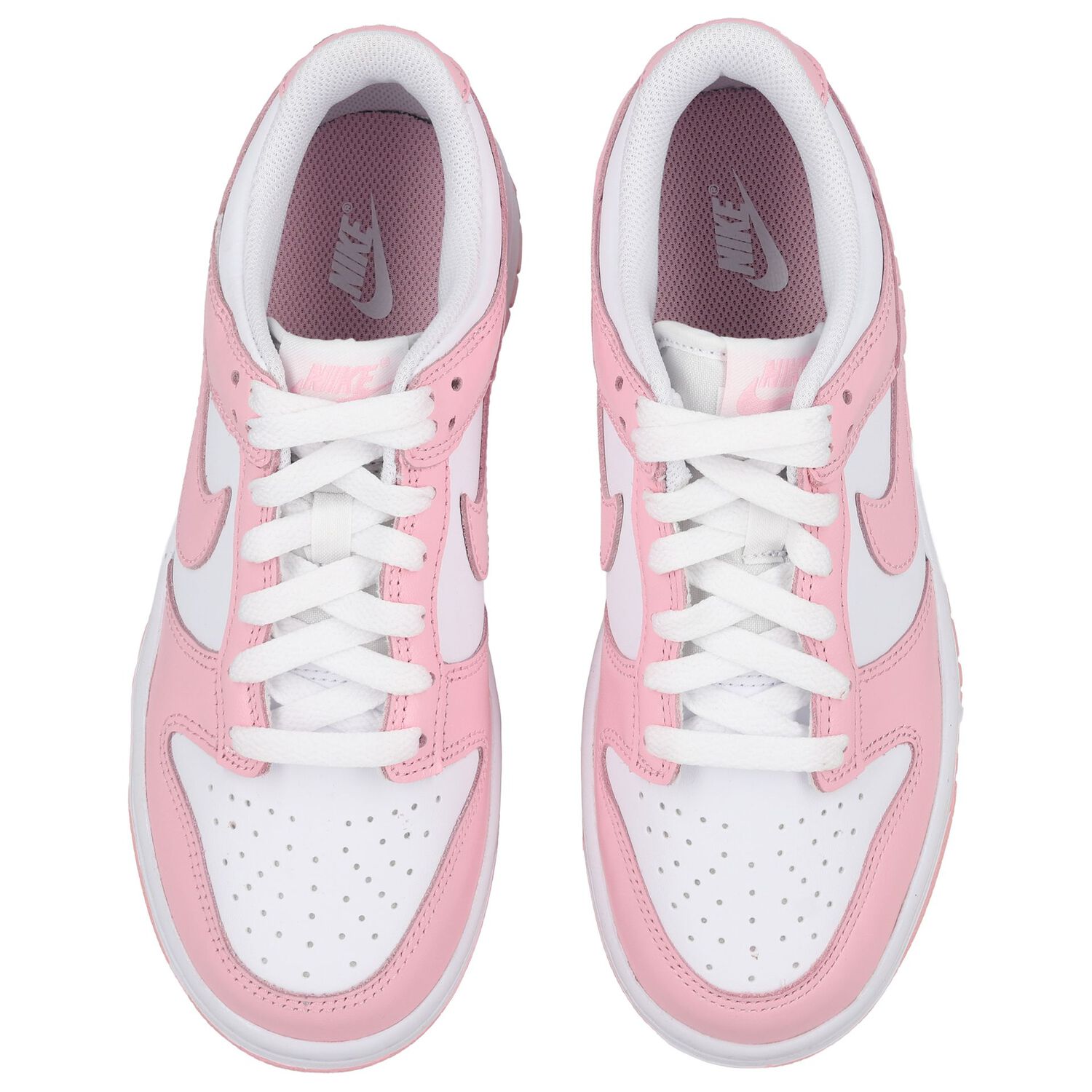 Girls Pink & White Dunk Low Trainers, 2, hi-res