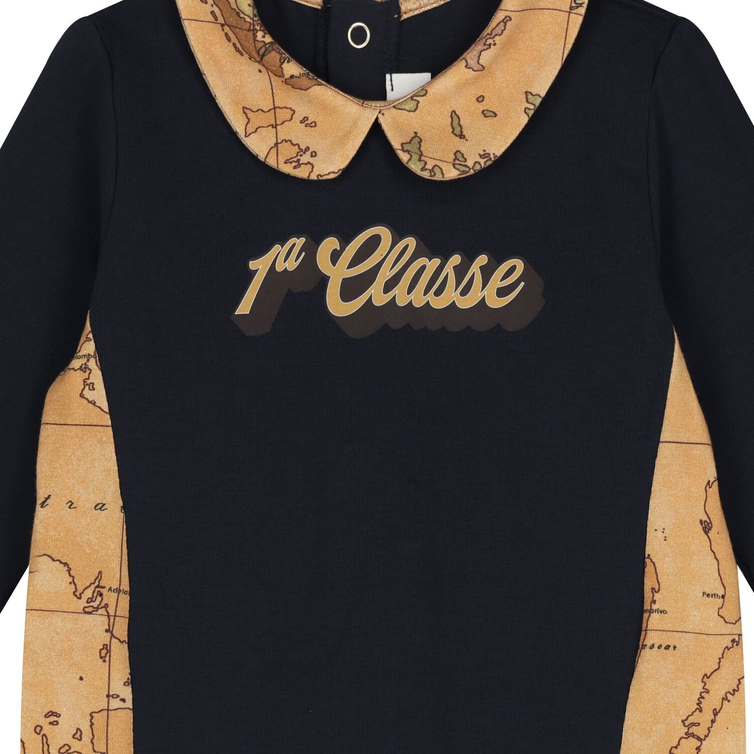 طقم ملابس أطفال أولاد باللونين الأزرق الداكن والبيج بنقشة خريطة جغرافية, 1, hi-res