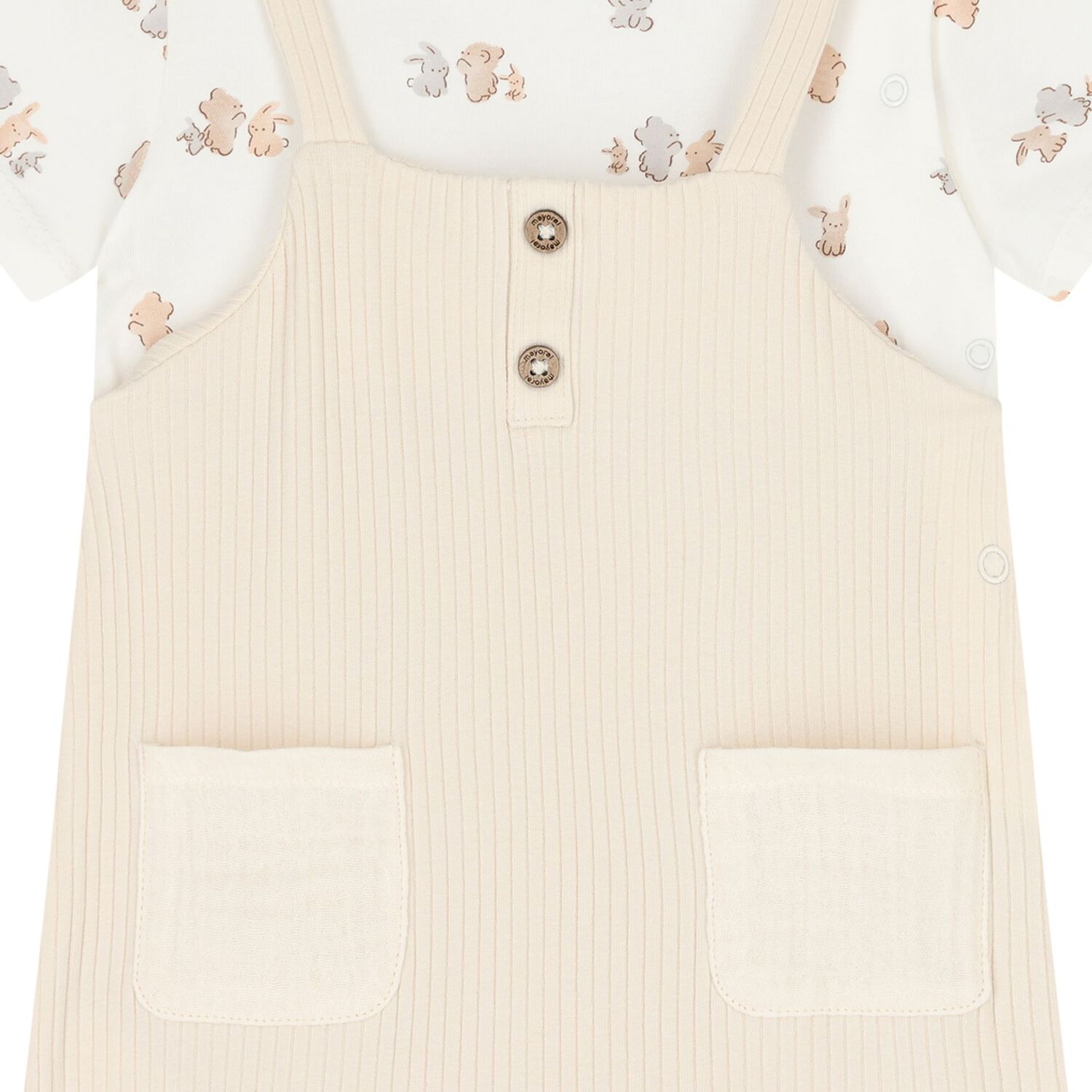 Beige & Ivory Baby Bunny Romper, 1, hi-res