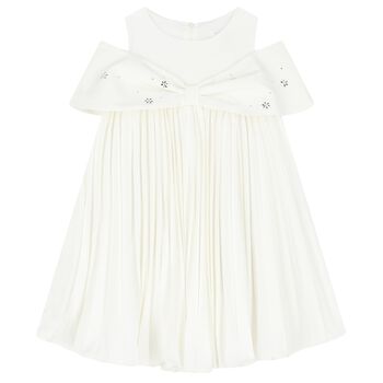 Girls Ivory Pleated Dress