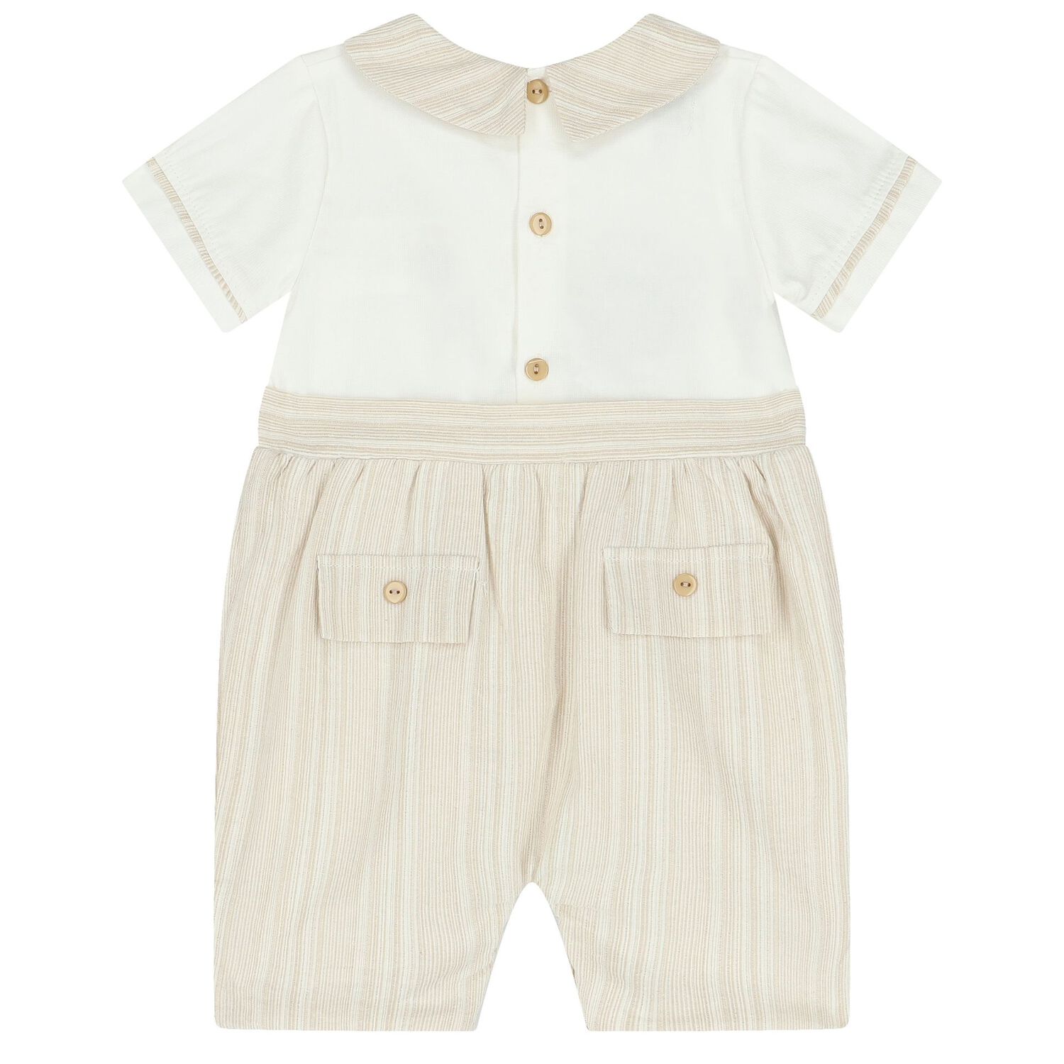 Baby Boys Ivory & Beige Romper Set, 1, hi-res image number null
