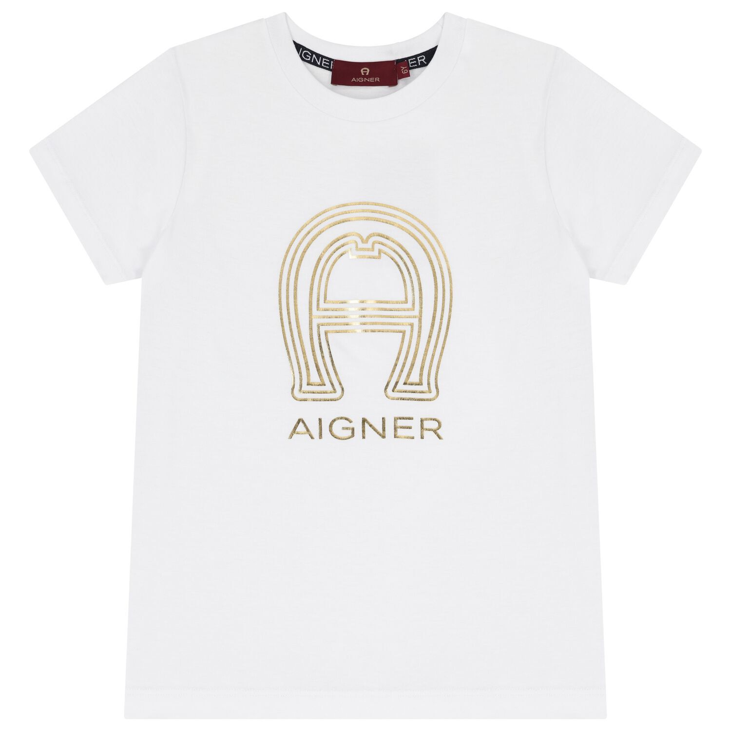 تيشيرت أولاد بالشعار باللون الأبيض و الذهبى, 1, hi-res