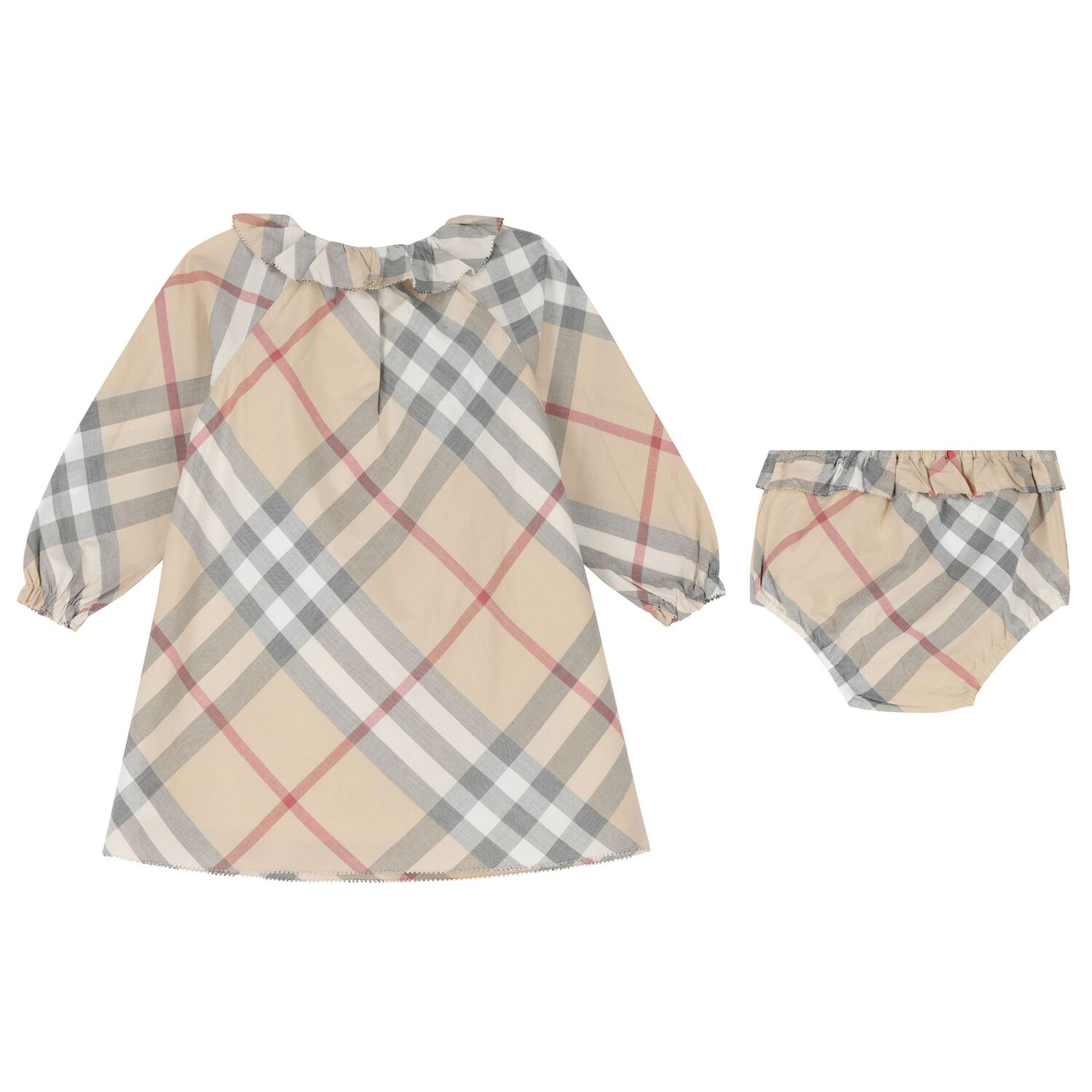 Baby Girls Beige Check Dress Set, 1, hi-res image number null