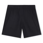 Boys Black Logo Shorts, 1, hi-res
