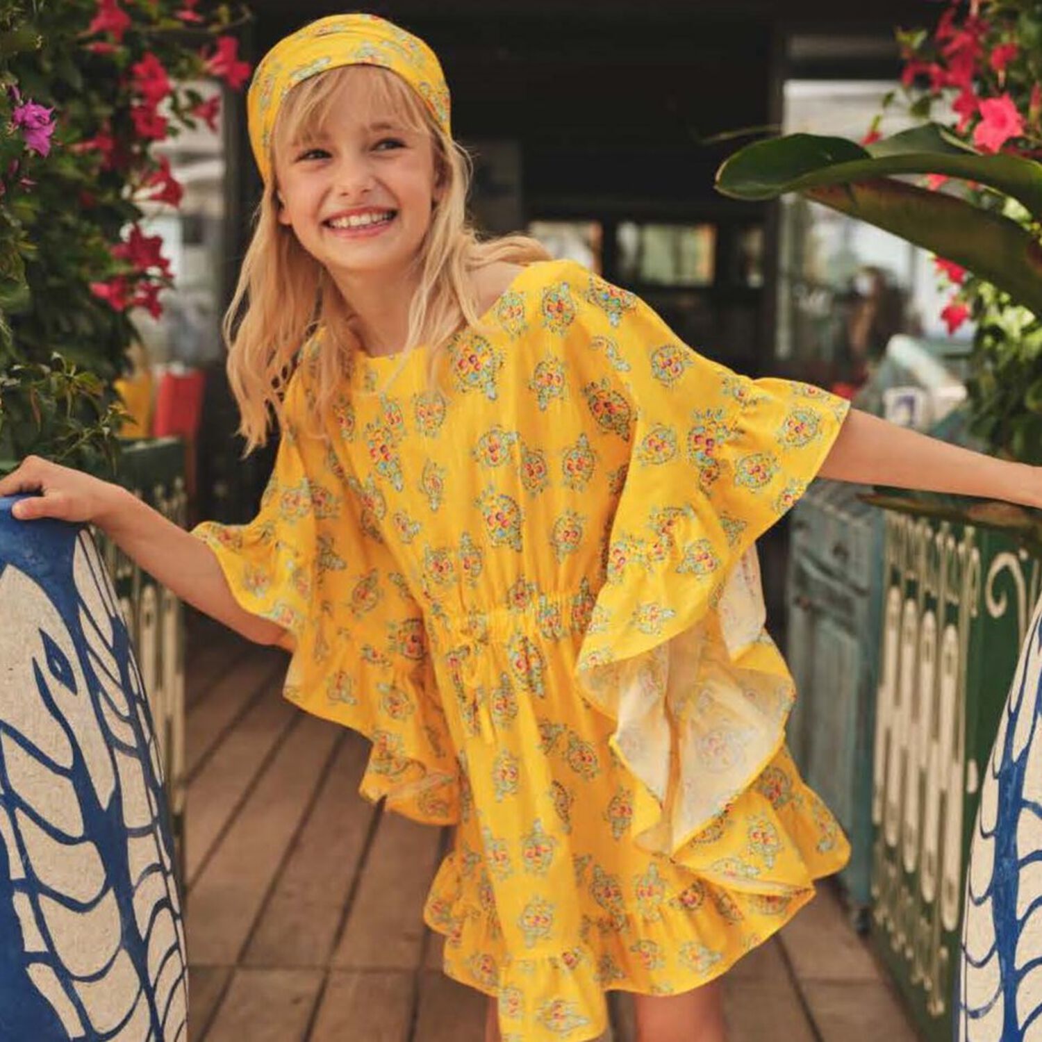 Girls Yellow Turtle Kaftan, 1, hi-res image number null