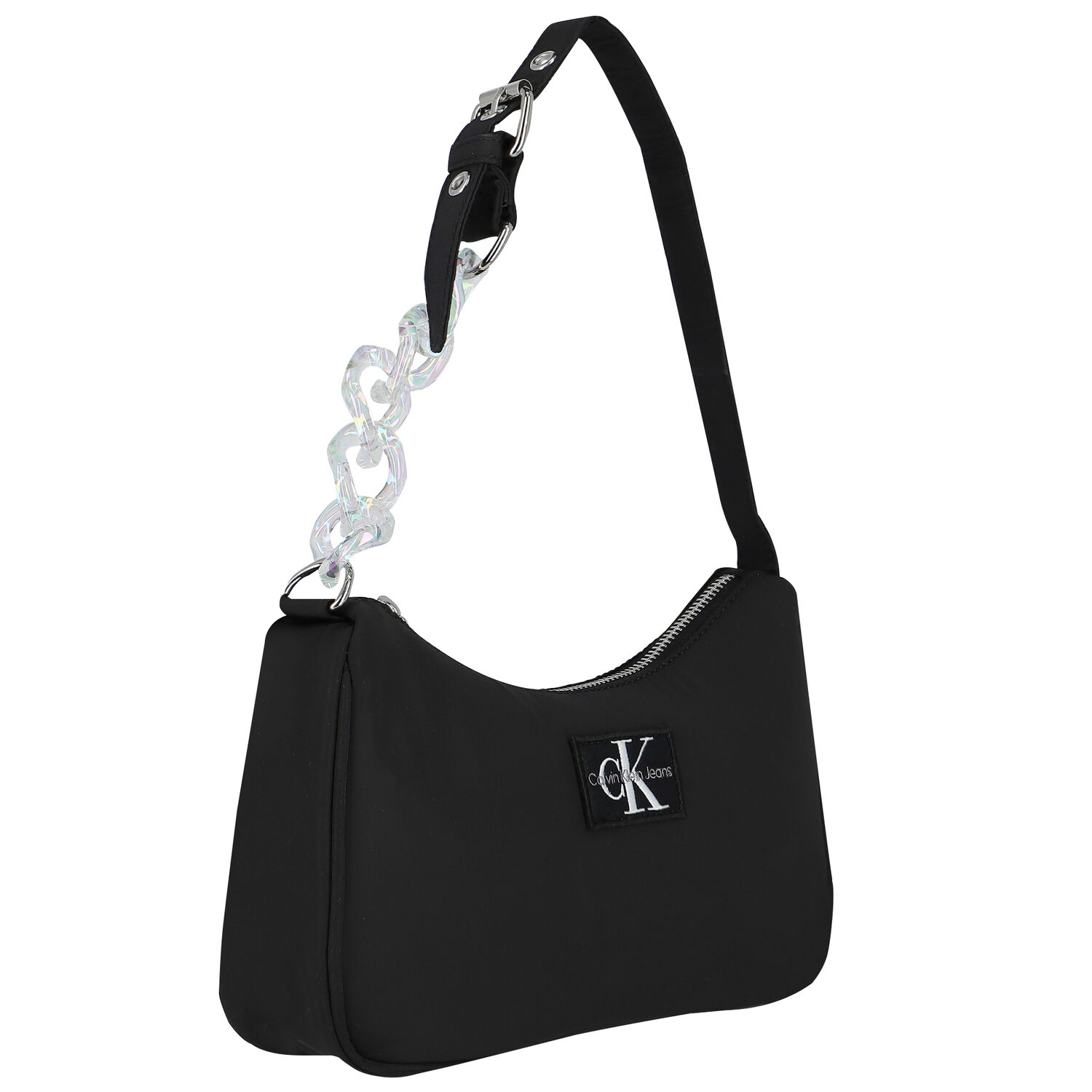 Girls Black Logo Shoulder Bag, 1, hi-res