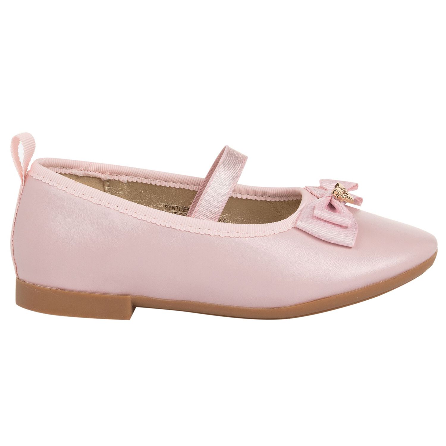 Younger Girls Pink Bow Leather Shoes, 1, hi-res
