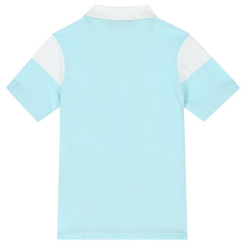 Boys White, Blue & Navy Logo Polo Shirt
