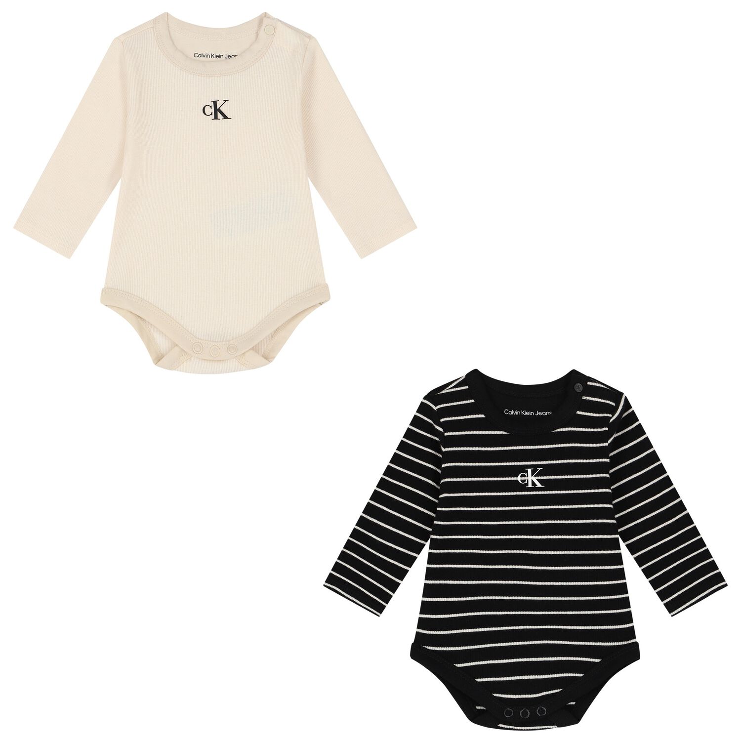 Baby Boys Black & Ivory Bodysuits ( 2 Pack ), 1, hi-res