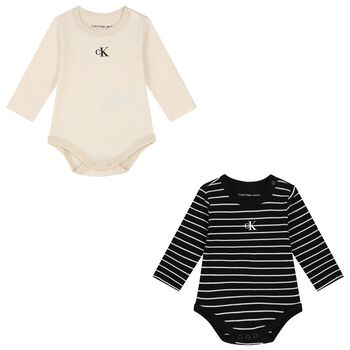 Baby Boys Black & Ivory Bodysuits ( 2 Pack )