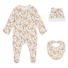 White & Gold Babygrow Gift Set (3 Piece), 1, hi-res