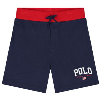 Boys Navy Blue Logo Shorts