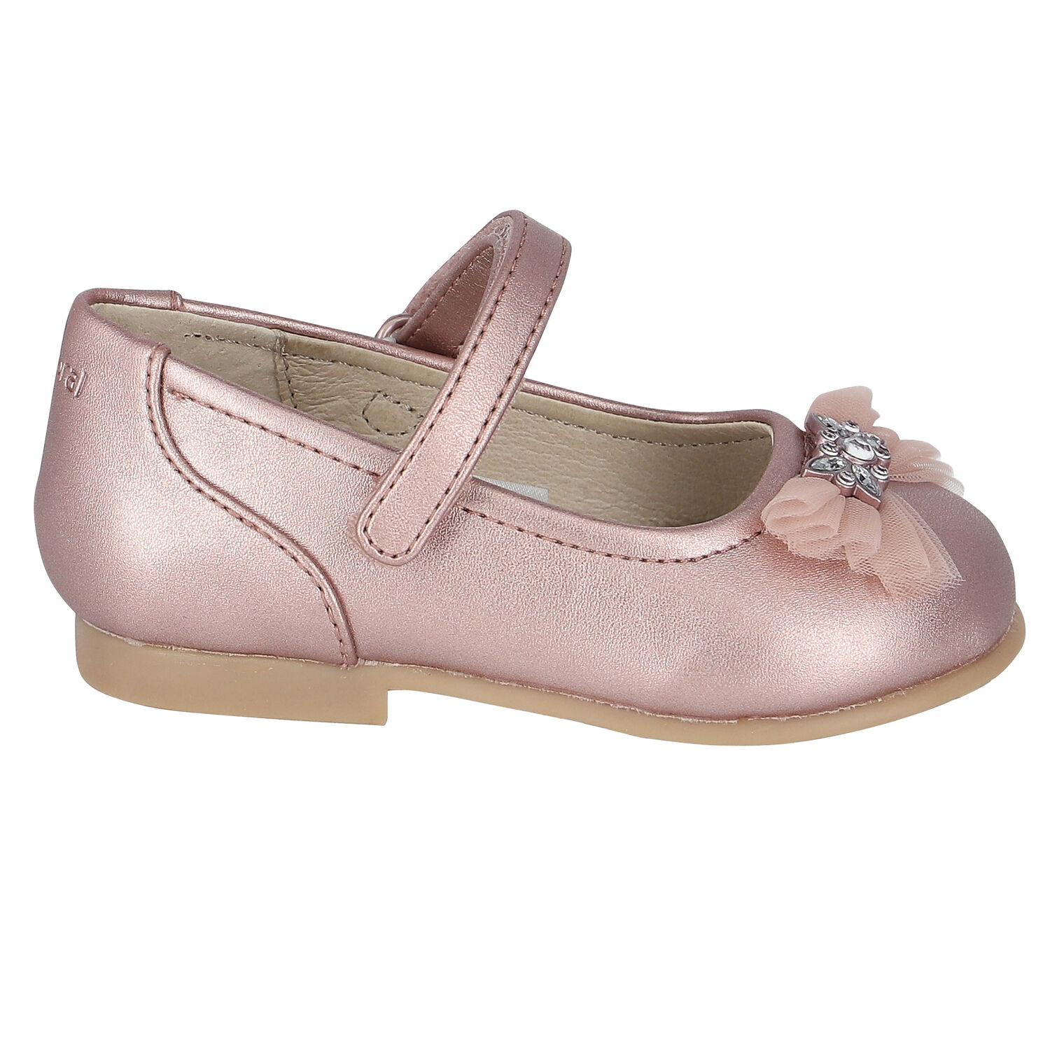 Younger Girls Pink Bow Ballerina Shoes, 4, hi-res