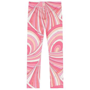 Girls Pink & White Iride Leggings