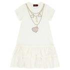 Girls Ivory Necklace Logo Dress, 1, hi-res