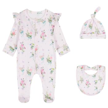 Baby Girls Pink Floral Babygrow Set
