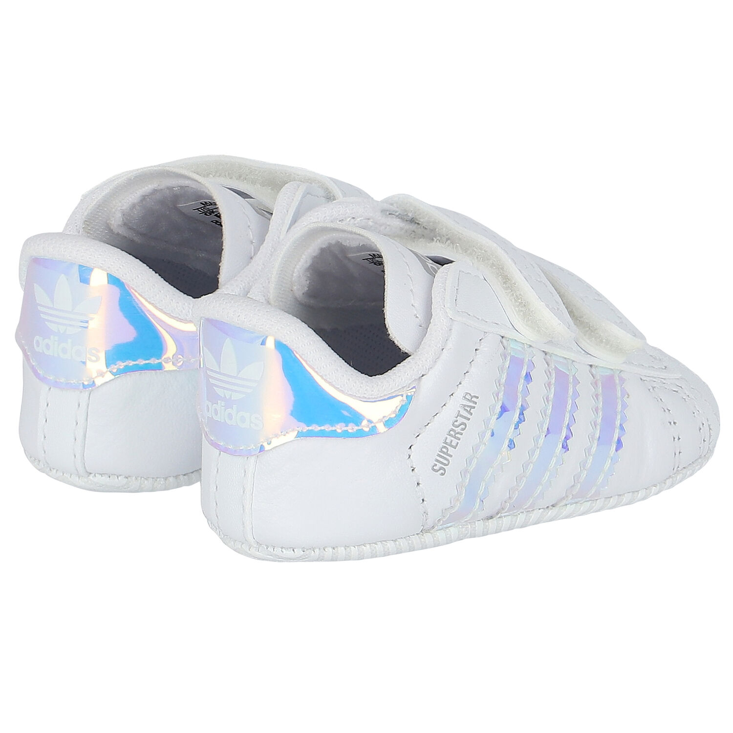 White Iridescent Superstar Crib Pre Walker Shoes, 2, hi-res image number null