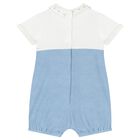Baby Boys Blue & Ivory Dungaree & Hat Set, 1, hi-res