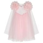 Girls Cendice Pink Organza Floral & Tulle Cape Dress, 2, hi-res