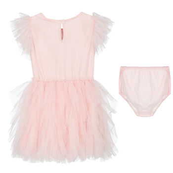 Baby Girls Pink Embellished Tulle Dress Set