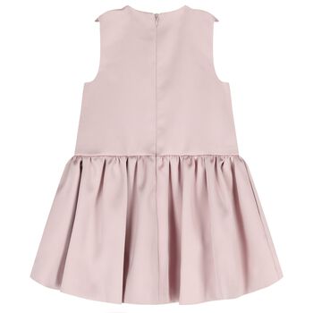 Girls Pink Satin Flower Dress