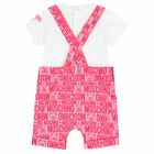 طقم دنغري وتيشيرت باللون الابيض والزهرى, 3, hi-res