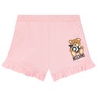 Younger Girls Pink Teddy Bear Logo Shorts Set, 1, hi-res