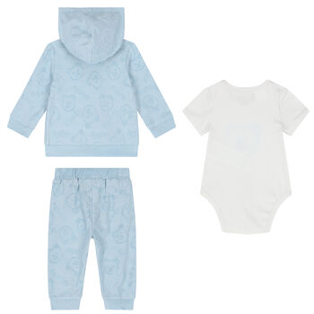 White & Blue Logo 3 Piece Tracksuit