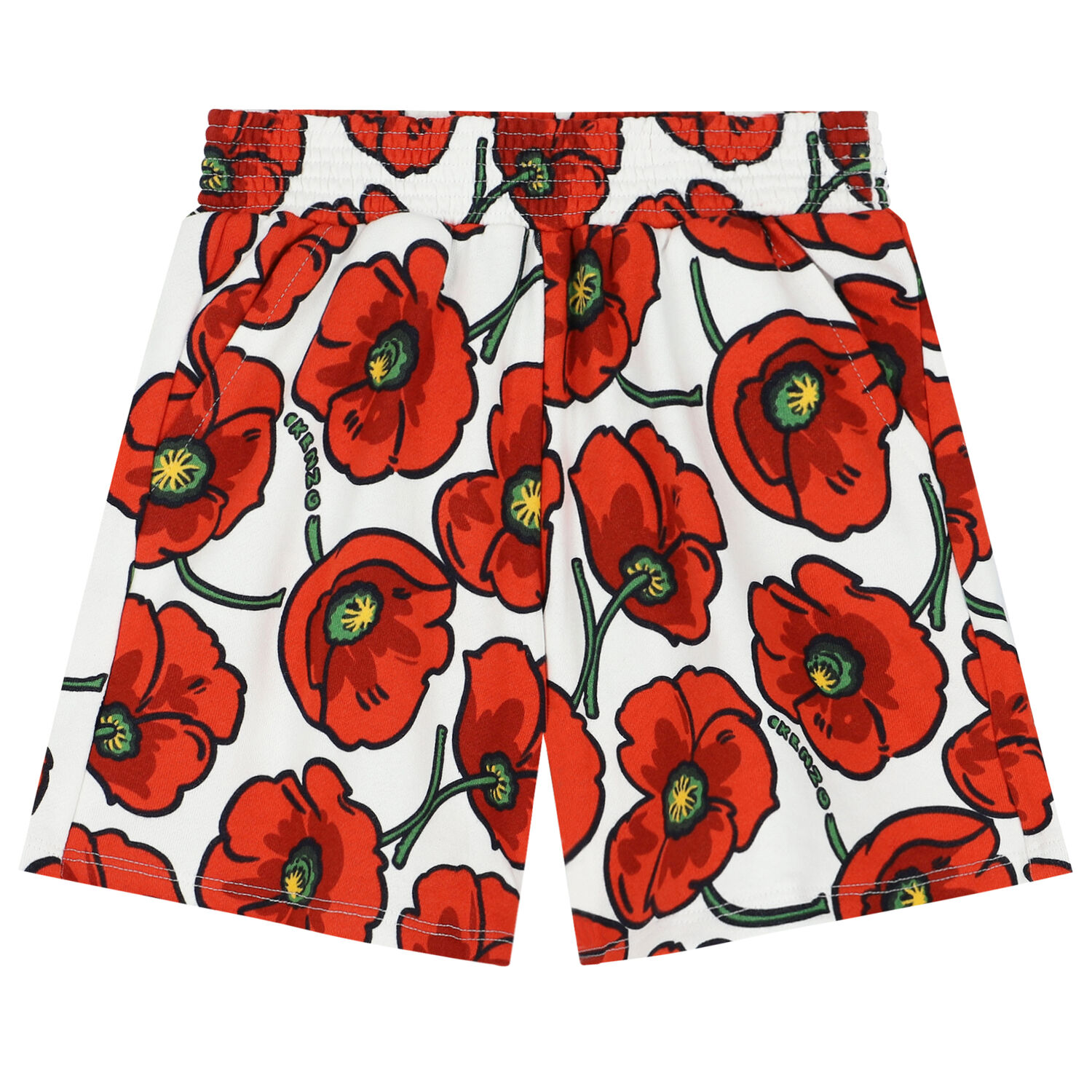 Girls White & Red Logo & Poppy Shorts, 1, hi-res image number null