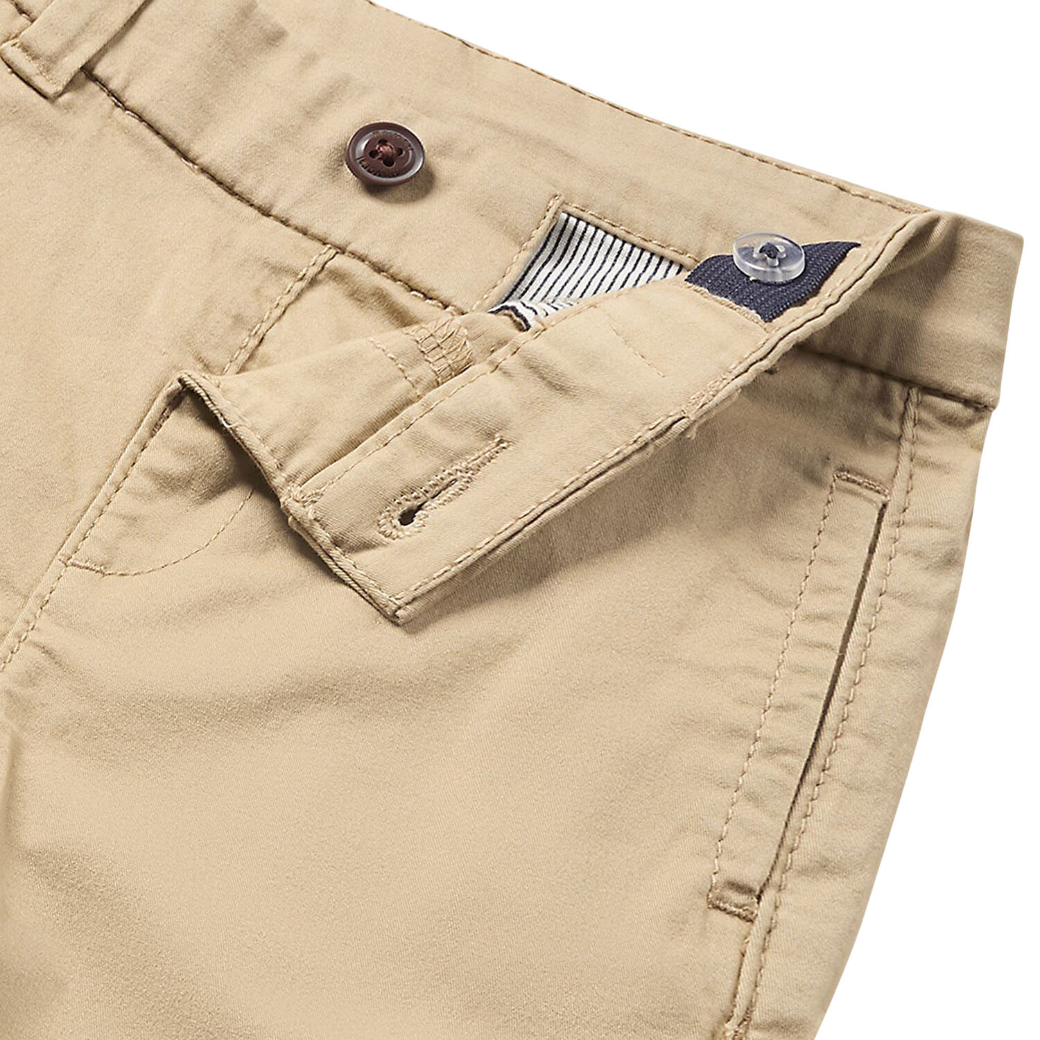 Younger Boys Beige Cotton Chino Trousers, 1, hi-res