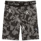 Boys Black & White Logo Shorts, 1, hi-res
