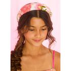 Girls Pink Floral Embroidered Headband, 1, hi-res