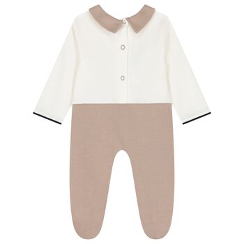 Baby Boys Ivory & Beige Balloon Babygrow