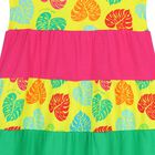 Girls Yellow, Pink, & Green Palm Leaves Dress, 1, hi-res