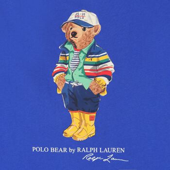 Boys Blue Polo Bear Long Sleeve Top