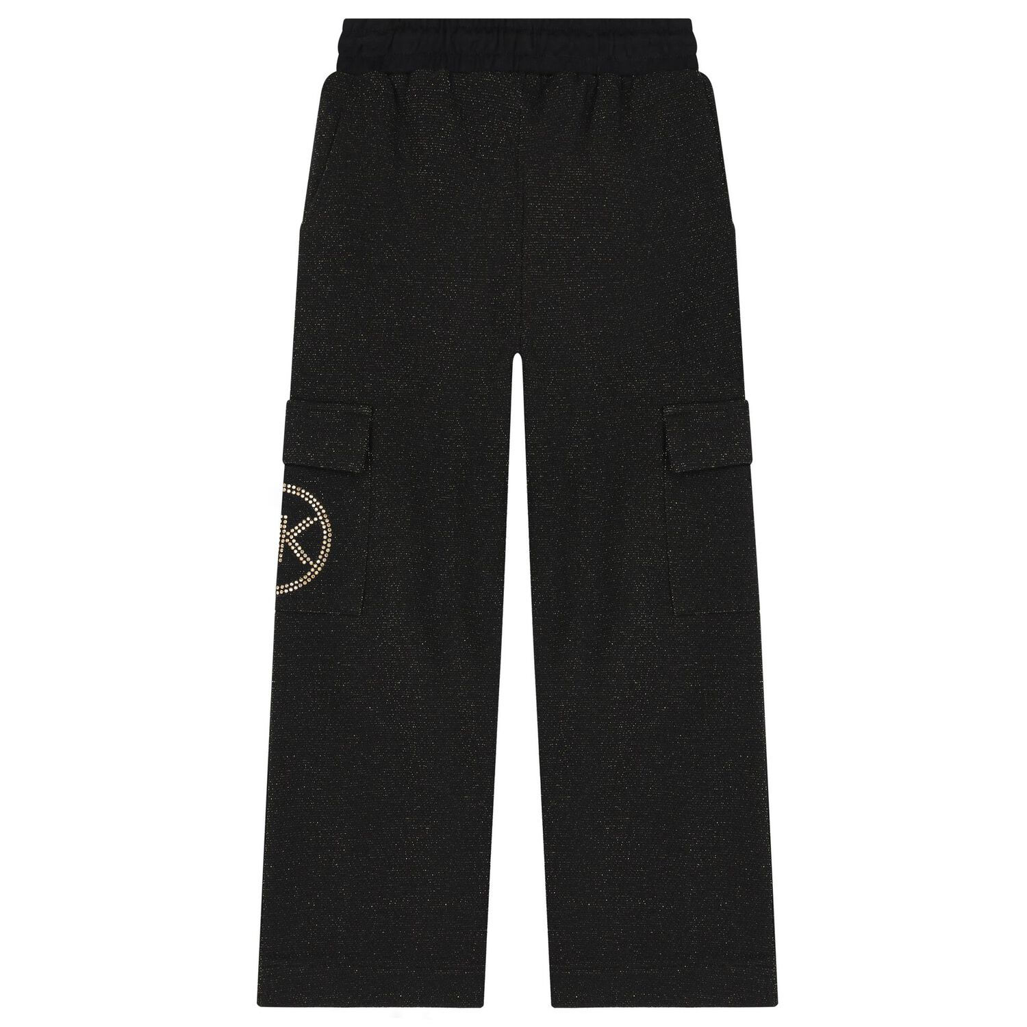 Girls Black & Gold Logo Joggers, 1, hi-res