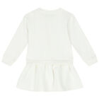 Younger Girls Ivory Teddy Bear Logo Dress, 1, hi-res