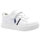 Boys White & Navy Blue Logo Trainers , 1, hi-res