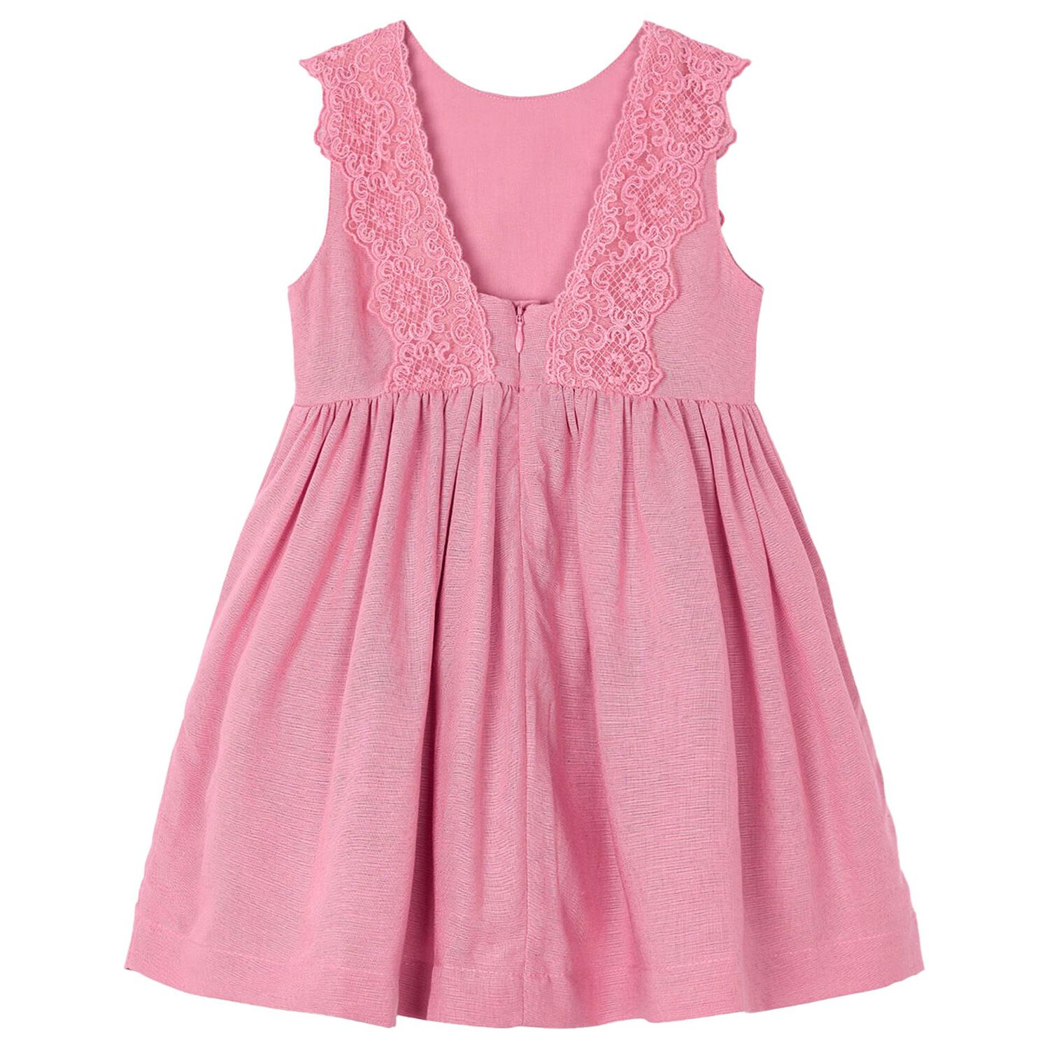 Girls Pink Shimmery Linen Dress, 1, hi-res image number null