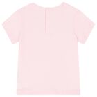 طقم شورت بالشعار باللون الوردي للبنات  , 1, hi-res