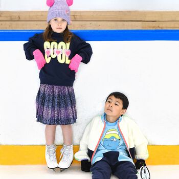 Girls Navy Blue Sequin Heart Sweatshirt