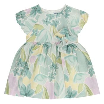 Younger Girls Green & Yellow Floral Dress